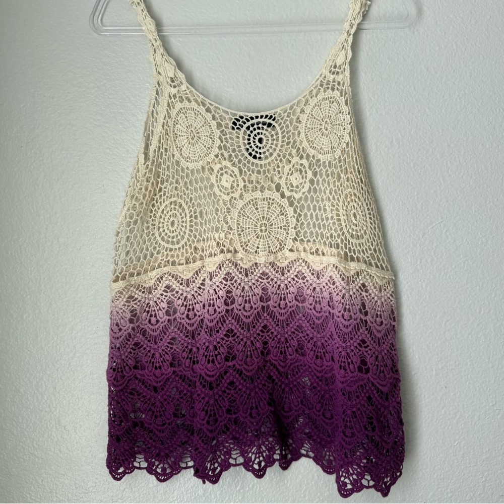 INC Crochet Knit Cream Purple Ombre FairyCore Elfcore Festival Whimsical Magical
